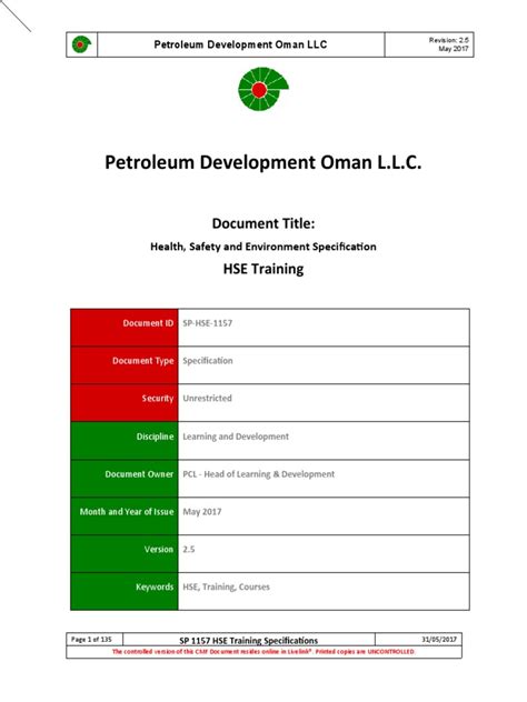 Pdo Oman Hse Specification