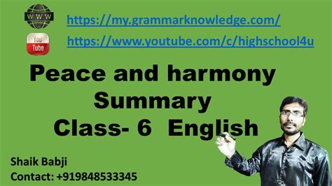 Peace And Harmony Summary Class 6 English In Peace And Harmony Lesson - Peace And Harmony Lesson