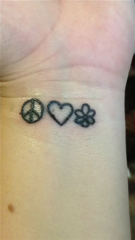 Peace Love Happiness Tattoos On Wrist