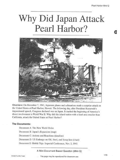 Pearl Harbor Attack Dbq Answer Sheet