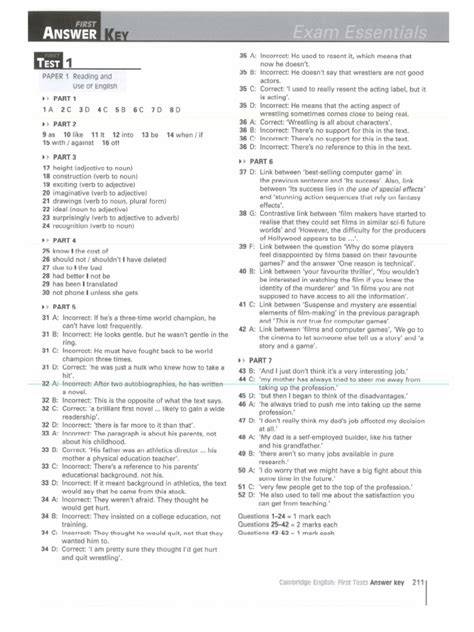 pearson answer key fce