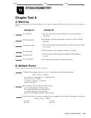 Pearson Chemistry Chapters 12 Stoichiometry Assessment Answers
