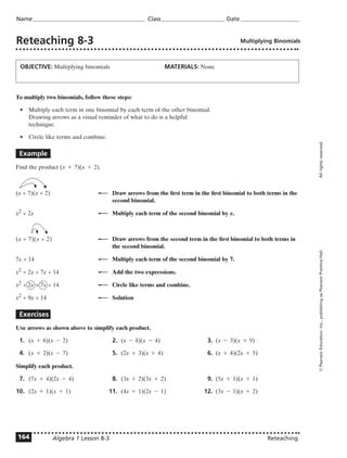 pearson education inc reteaching multiplying mixed numbers
