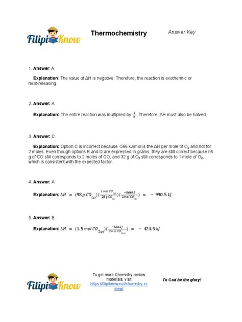 pearson education thermochemistry answer key