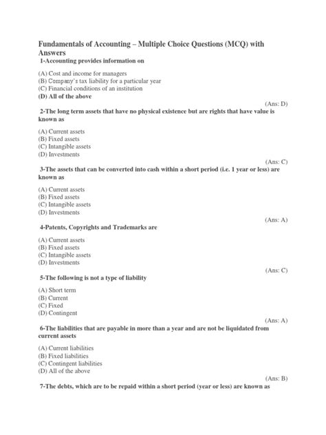 Pearson Financial Accounting Multiple Choice Questions