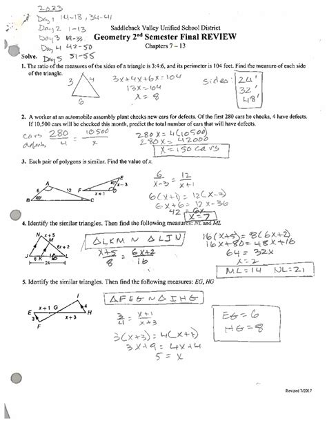 Pearson Geometry Final Test Chapters 1 12 Form B Answers