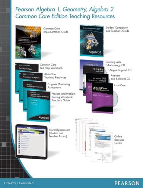 Pearson Mathematics Algebra 1 Geometry Algebra 2 Common Core Edition Answers Solutions Cd Rom 0133185664