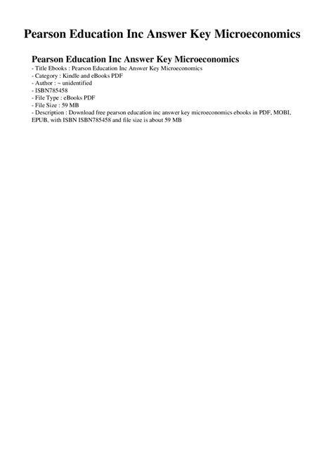 pearson microeconomics answers