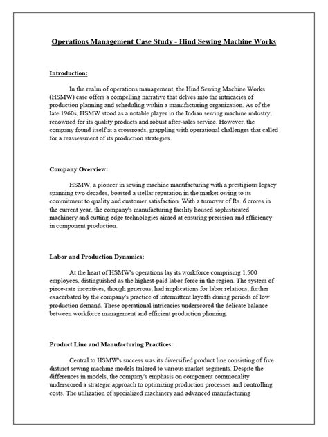 Pearson Operations Management Case Study Solutions