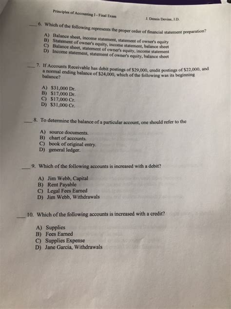 pearson principles of accounting final exam
