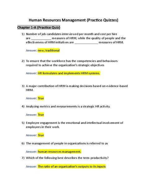 pearson quiz human resources management quiz