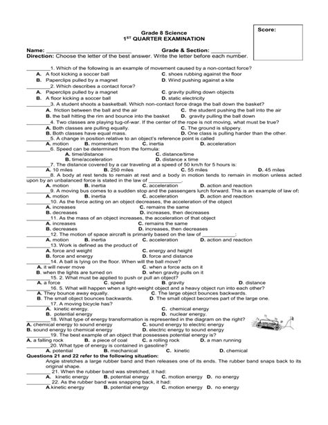 pearson science grade 8 test