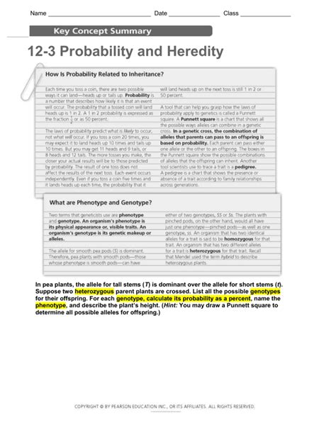 Full Download Pearson Education Probability And Heredity Answers 