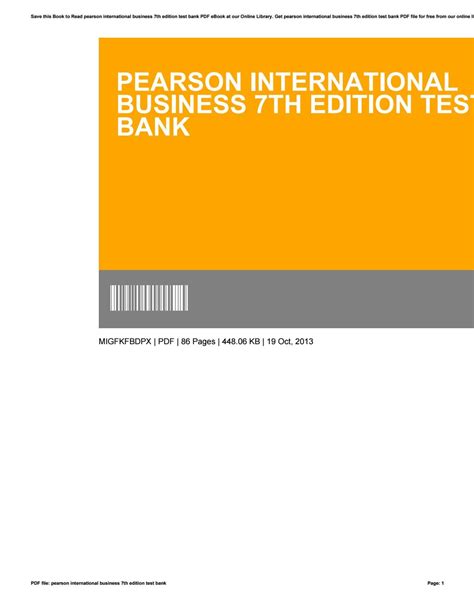 Read Online Pearson International Business 7Th Edition Test Bank 