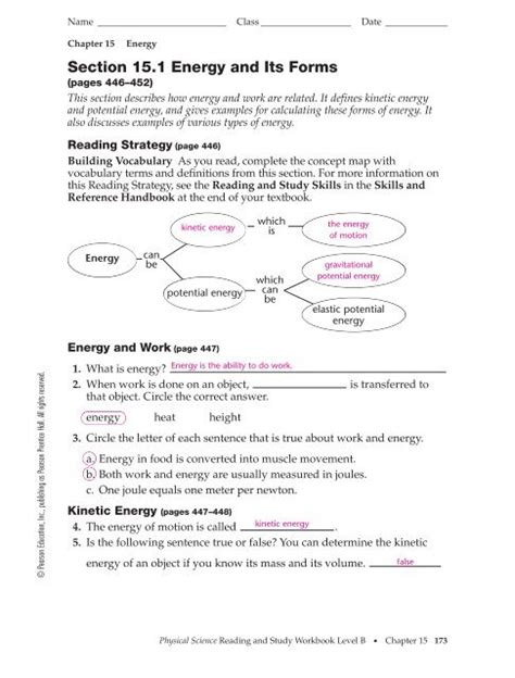 Read Online Pearson Physical Science Workbook Chapter15 Test Answers 