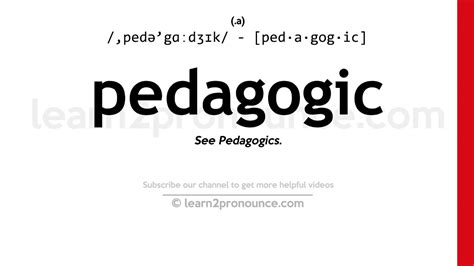 pedagogic adjective - Definition, pictures, pronunciation …