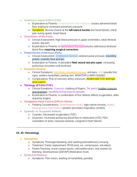 Pediatric Cardiology Study Guide