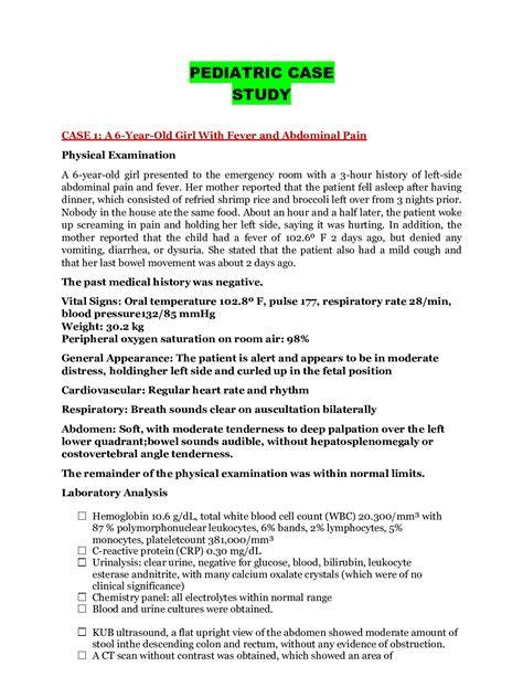 pediatric case studies for nursing students