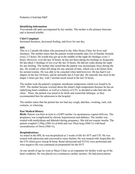 Pediatric H P Example