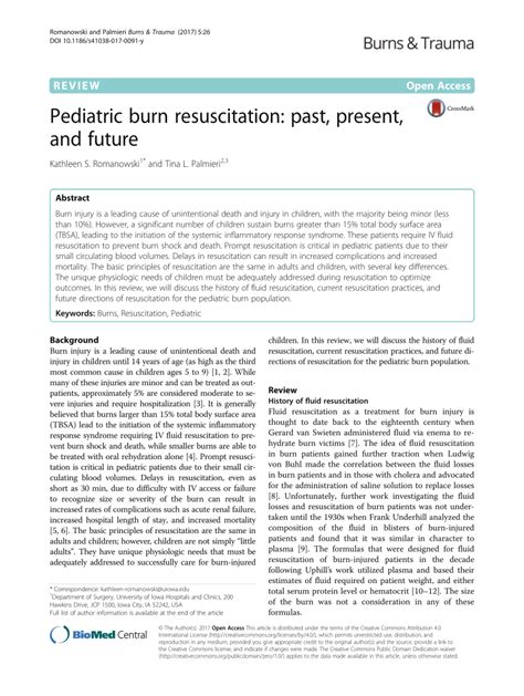 Download Pediatric Burn Resuscitation Past Present And Future 