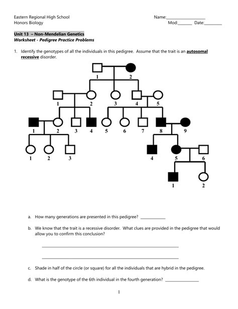Pedigree Practice Problems For Genetics