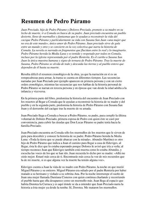 Pedro Paramo Resumen