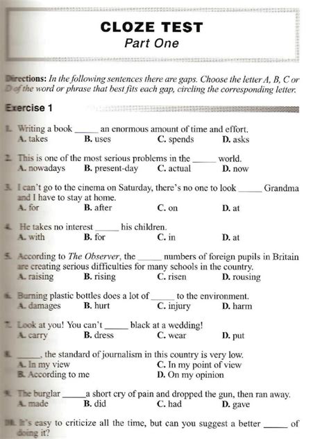 Pellet B Cloze Practice Test