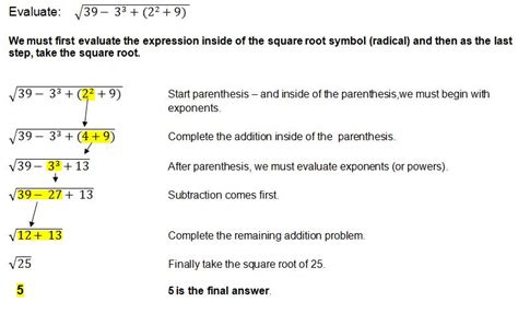 Pemdas Square Root