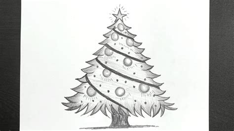 pencil christmas tree drawing