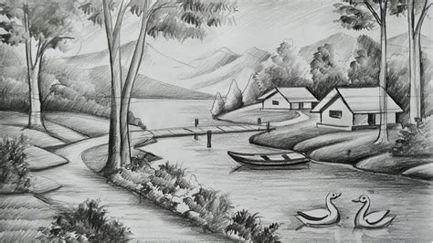 pencil sketch scenery