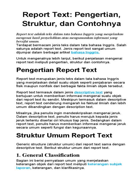 Pengertian Report Text