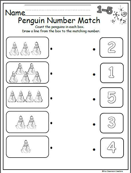 Penguin Number Matching Worksheets Planes Amp Balloons Penguin Worksheets For Kindergarten - Penguin Worksheets For Kindergarten
