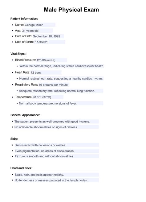 Penile Exam Form Template