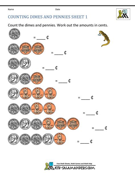 Pennies And Dimes Worksheet   Pdf Counting Money Pennies Nickels Amp Dimes Worksheet - Pennies And Dimes Worksheet