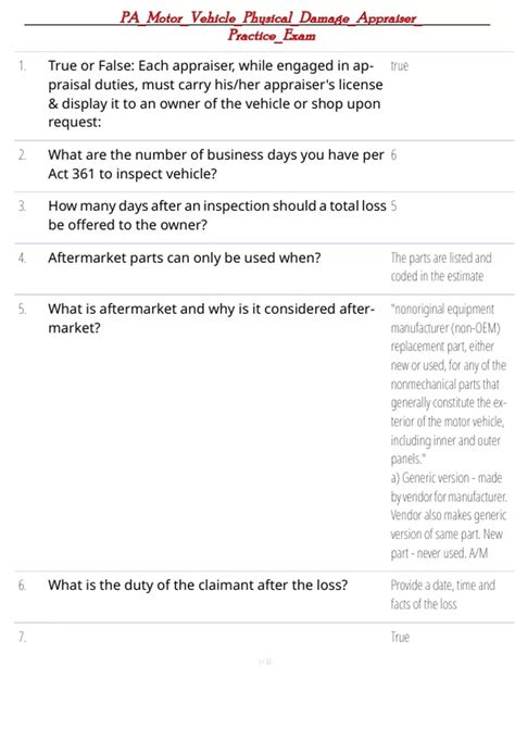 Pennylvania Appraiser Study Guide For Auto
