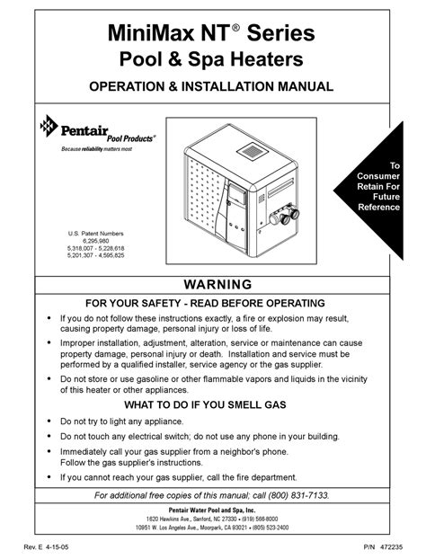 Read Online Pentair 250 Pool Heater Manual File Type Pdf 
