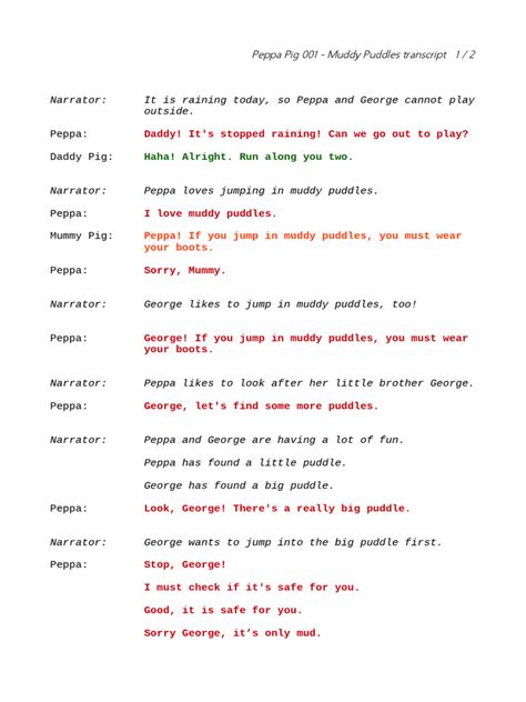 Peppa Pig Script