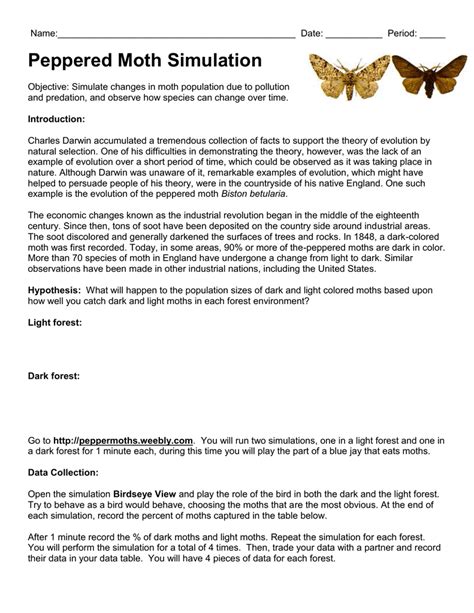 peppered moth virtual lab answer key