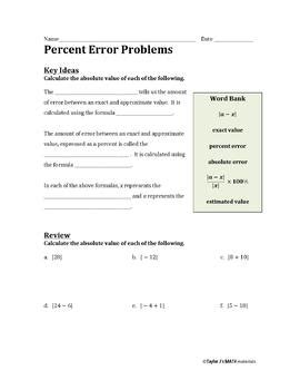 Percent Error Problems Online Math Help And Learning Of Error Worksheet 7th Grade - Of Error Worksheet 7th Grade