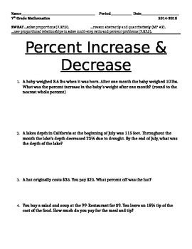 Percent Increase And Decrease Word Problems Worksheet Percent Of Change Worksheet Answers - Percent Of Change Worksheet Answers