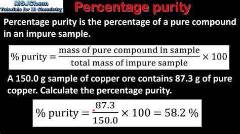 Percentage Purity Formula