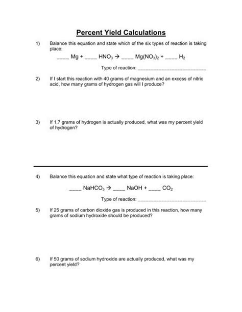 Percentage Yield Exercises Worksheet Live Worksheets Stoichiometry Percent Yield Calculations Worksheet Answers - Stoichiometry Percent Yield Calculations Worksheet Answers