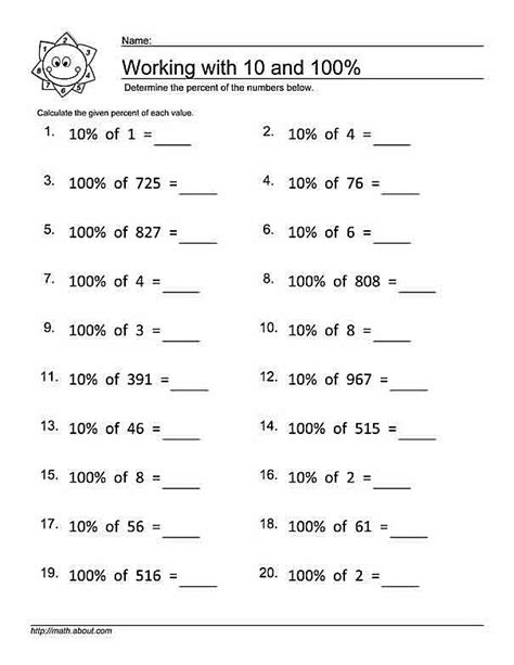 Percentages Activities 7 Percent Worksheets For Practice Percentage Worksheets For Grade 7 - Percentage Worksheets For Grade 7