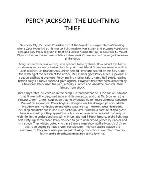 Percy Jackson Lightning Thief Pdf