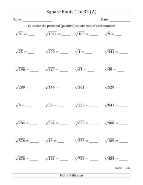 Perfect Square Worksheets 8th Grade   Printable 8th Grade Root Worksheets Education Com - Perfect Square Worksheets 8th Grade