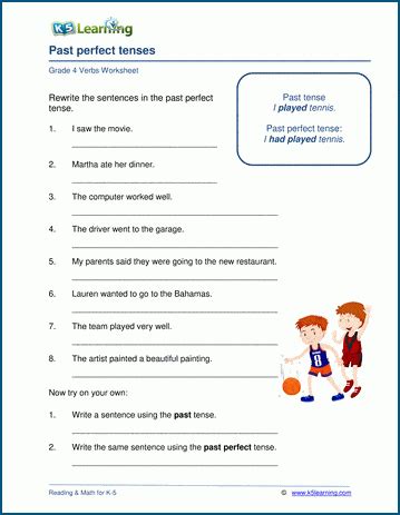 Perfect Tenses Worksheets K5 Learning Perfect Tense Worksheet - Perfect Tense Worksheet