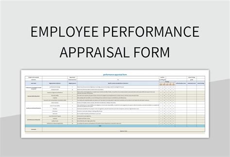 Performance Appraisal Template Excel