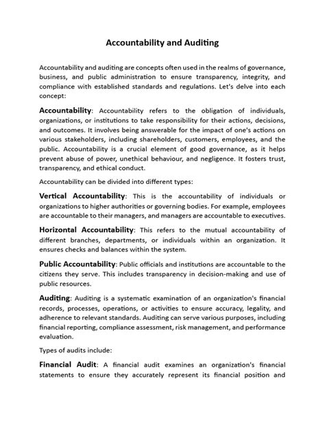 Performance Auditing Contributing To Accountability In Democratic Government