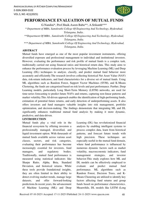 Performance Evaluation Of Mutual Funds