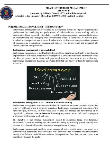 performance management system mba notes